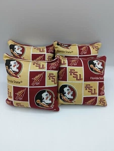 4 CORNHOLE BEAN BAGS CORN HOLE FLORIDA STATE FSU  NEW FOOTBALL TEAM - Picture 1 of 2