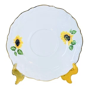 SELTENE Winterling Perücke 966 Roslau gelbe Sonnenblumen überbackene 5..75" Untertasse NEU - Bild 1 von 7