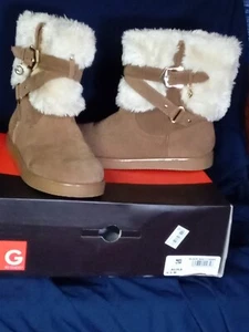 Woman's Fur Lined Boots With Side Buckle Made By Guess B3 - Picture 1 of 2