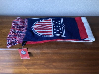 Cachecol de malha novo com etiquetas-Equipe Olímpica dos Estados Unidos EUA oficial vermelho-branco-azul - Imagem 1 de 4