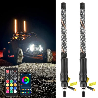 Antena de luz de látigo LED espiral multicolor de 1 pie para Polaris Ranger Crew XP900 1000 Foto 1 de 4
