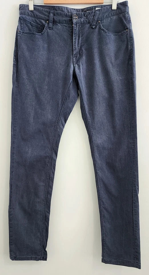 Volcom Men Long Pants Size 32 Blue Denim Straight Button Zip Pockets Cotton - Image 1 of 4