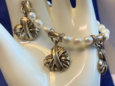 Sterling Silver Barry Kieselstein-Cord Pearl Bracelet 28.39g Fine Jewelry 7.5" - Image 1 of 4