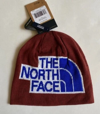 NUEVO CON ETIQUETAS Para Hombres The North Face Logo Grande Reversible Highline Gorro Gorra Rojo Ladrillo Foto 1 de 4