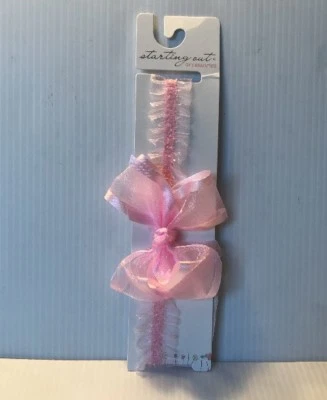 NWT Starting Out Girls Pink Head Band with Bow One Size Frilly Dressy Holidays Foto 1 de 4