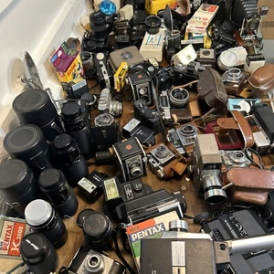 Large Vintage Lot Of 100 Film Movie Assorted Cameras and access Collection - Picture 1 of 24