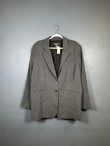 Eddie Bauer Women's size 20w Blazer Jacket Linen Button Front Notch Lapel Gray - Picture 1 of 11