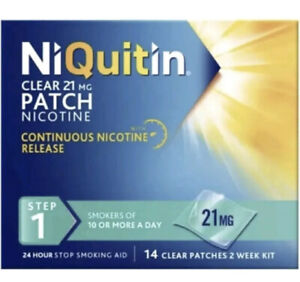 3 x 14 NiQuitin Clear Patch Step 1 21mg Stop Smoking Aid 42 patches