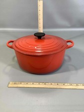 Red-Orange Le Creuset Enamel Cast Iron Pot w/Lid