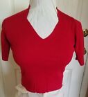 Ladies Red Knit Rayon/Cotton Top By Valerie Stevens Size Petite Small