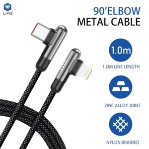 LITO USB Type-C to USB-C , USB-C to Apple Cable Braided Angled Fast Charger - Picture 1 of 16