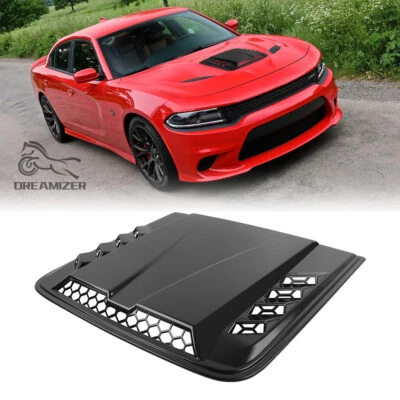 Add-On Air Flow Intake Bonnet Scoop Hood Cover Vent Guard Kit For Dodge Charger - Image 1 of 4