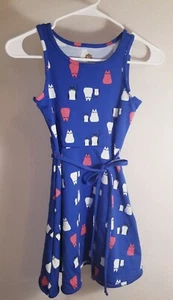 Total Girl Skater Dress Size 8 Blue With Red & White Cats 🐈 😻 - Picture 1 of 9