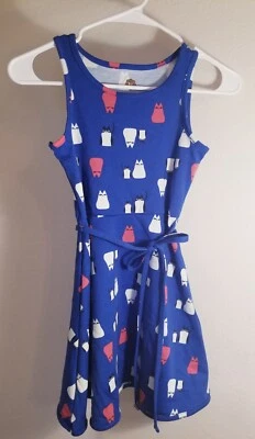 Vestido patinador Total Girl talla 8 azul con gatos rojos y blancos  Foto 1 de 4