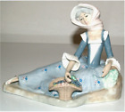 CASADES Porcelain Figurine - Lady With Fruit Basket - Made in Spain 10x6x7.5 in