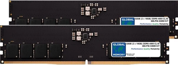32GB (2 x 16GB) DDR5 4800MHz PC5-38400 288-PIN DIMM MEMORY KIT FOR DESKTOPS/PCS - Image 1 of 1