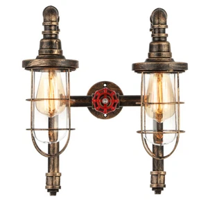 Industrial Pipe Vanity Lighting Vintage Wall Lamp Sconce Steampunk Wall Lights - Picture 1 of 13