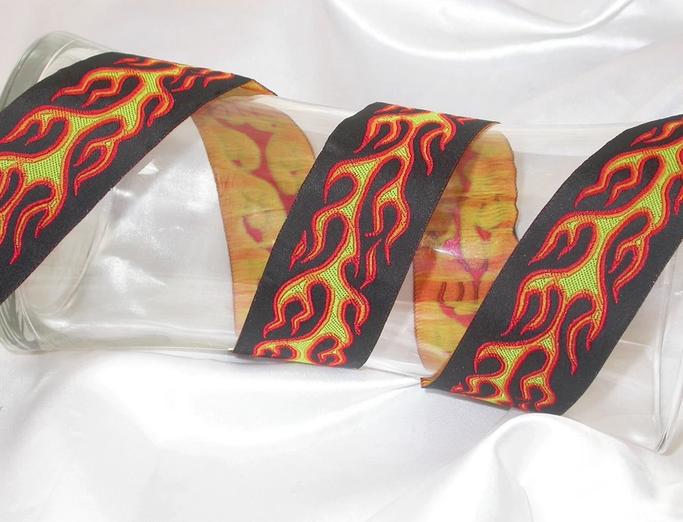 Cinta Jacquard 1 1/2" 38mm Llamas Tejidas *Colores* 5 Yardas Foto 1 de 1