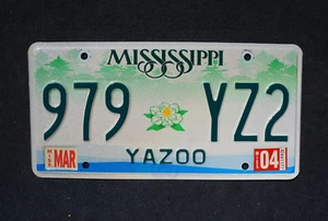 Placa de licencia YAZOO County Mississippi 2004 - Imagen 1 de 3