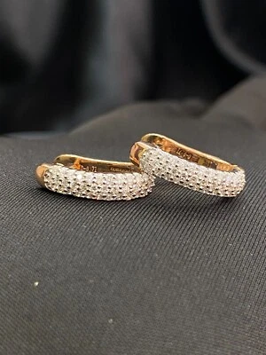 Hallmark 14K Rose Gold 0.71 Cts Round Brilliant Diamonds Three-Row Hoop Earrings - Image 1 of 4