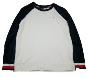 Vtg Tommy Hilfiger Sweatshirt Men M White Colorblock Flag Pullover Crew Sweater - Picture 1 of 15