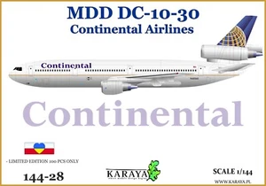 Karaya 144-28 MDD DC-10-30 Continental Airlines plastic model kit - LIMITED !!! - Picture 1 of 5