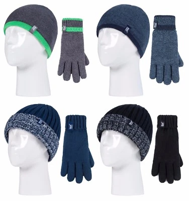 Heat Holders - Childrens Boys Fleece Lined Thermal Winter Hat and Gloves Set - Image 1 of 3