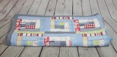 Edredón Pottery Barn Niños Algodón Retazos Guinga/Rayas/A Cuadros/Flores Tropicales Foto 1 de 4