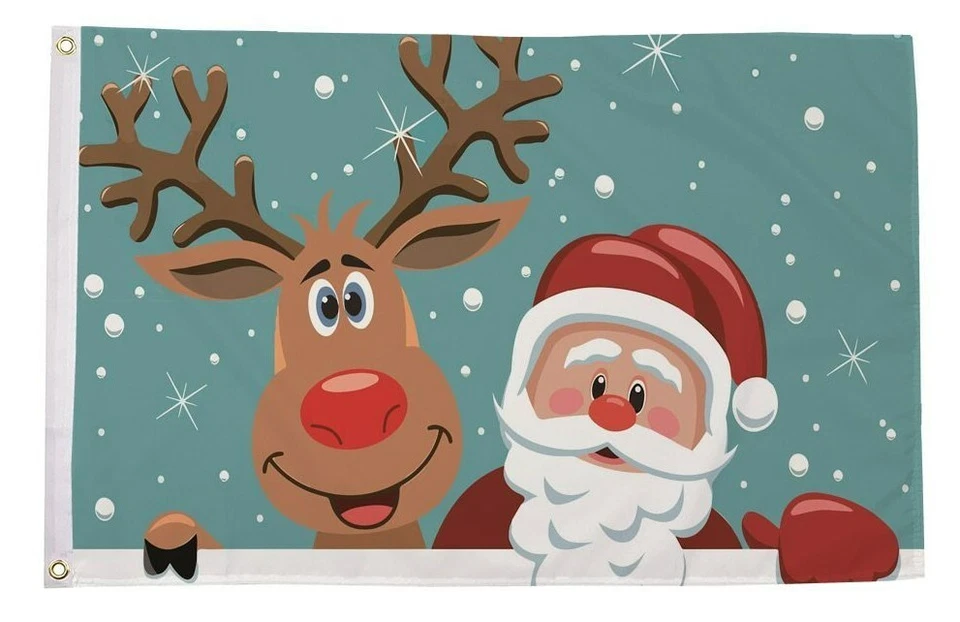 SANTA AND RUDOLPH CHRISTMAS 5x3 feet FLAG 150cm x 90cm - Image 1 of 1
