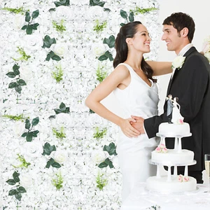 6 Pcs Hydrangea Rose Flower Wall Panel Wedding Party Backdrop Home Decor White - Picture 1 of 20