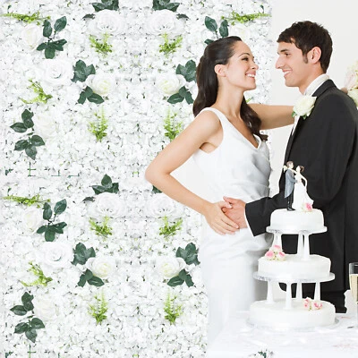 Panel de Pared Flor Artificial 6 PIEZAS, Rosa Hortensia Blanca Boda Telón de Fondo Decoración Foto 1 de 4