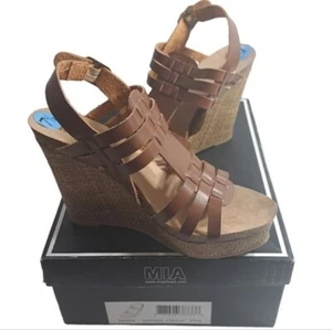 MIA Women's Shoes Wedges Brown Sangria Cognac Size 7 1/2 - Picture 1 of 15