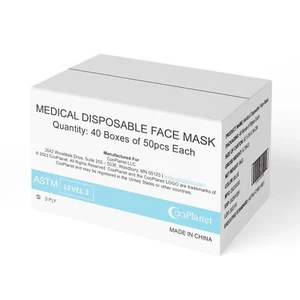 CooPlanet - Blue ASTM Level 3, 99% PFE, Medical-Grade, Face Mask (2000 Case - Picture 1 of 3