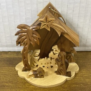 Christmas Nativity Ornament Small Grotto Olive Wood Holy Land Gifts Hand Made - Picture 1 of 9