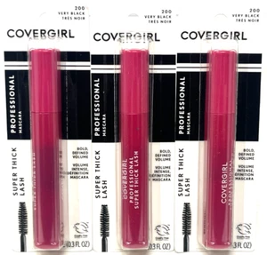 (3) Covergirl Professional Super Thick Lash Mascara Sealed 200 - Very Black - Picture 1 of 3