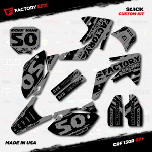 Black & Gray Slick Racing Graphics Kit fits Honda CRF150R 07-25 CRF 150R Decals - Picture 1 of 5