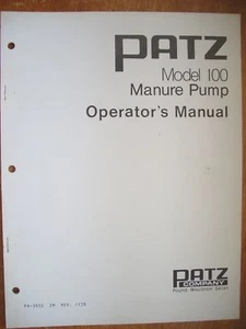Manuale Operatore - Pompa Letame Patz Modello 100 - Foto 1 di 1