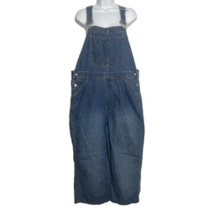 Mono con tirantes de mezclilla vintage Y2K GAP talla L azul lavado medio pierna ancha recortado - Imagen 1 de 8