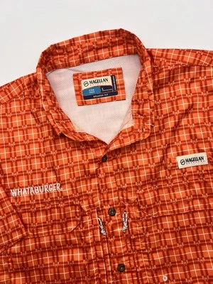 Magellan Orange Whataburger Relaxed Fit Button Down Fish Gear Shirt Men's Large - Image 1 of 4