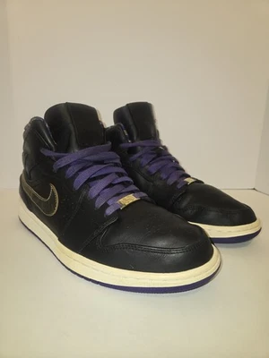 Nike Air Jordan 1 Mid Nouveau BHM Black Purple Mens Size 11 629151-009 - Image 1 of 4