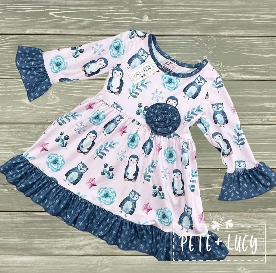 6/6x Vestido Pete And Lucy Penquin And Friends Manga Larga Nuevo con Etiquetas Foto 1 de 1