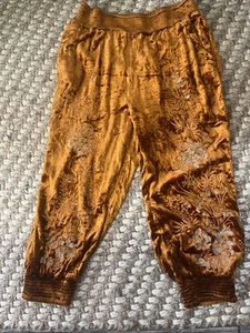 Anthropologie Women's Rosie Gold Orange Elastic Waistband Velvet Jogger Pants - Picture 1 of 8
