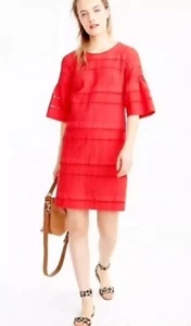 J. Crew Dress Flutter Sleeve Eyelet Design Shift Orange Dress Size 8T - Picture 1 of 12