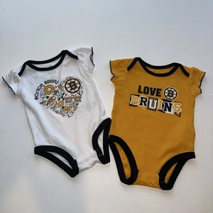 Boston Bruins,Infant Bodysuit Set Of 2,Cotton Size 0-3 Months Girl - Picture 1 of 3