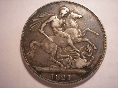 银色,1821 年皇冠,乔治四世国王,KM# 680,英国 — 第 1/4 张图片