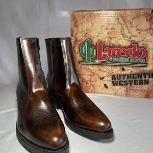 Laredo Herren Seitenreißverschluss Langstrecke Antik Braun Stiefel 62004 Größe 9,5 NEU NEU im Karton - Bild 1 von 10