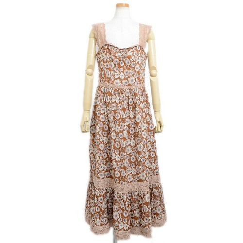 Abito Gucci stampa floreale pizzo orlo twill pezzo unico 704249 44 taglia r10_0711