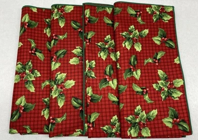 Holly Berry Christmas Napkins-Set of 4 Square 16x16 Red Green for Holiday Table - Image 1 of 4
