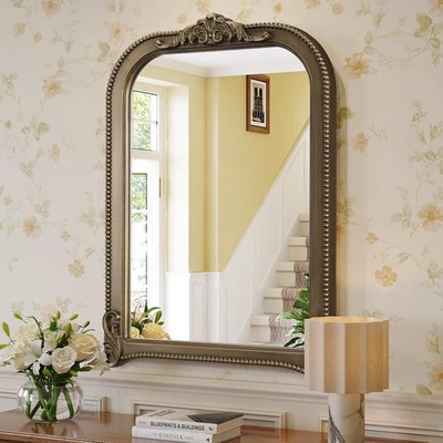 Espejo arqueado dorado antiguo, espejos de baño vintage de 24x36 pulgadas para fregadero... Foto 1 de 4