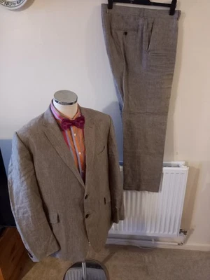 BLAZER Men's Light Brown 2PC Suit C48" Reg W40" L32" Regular Fit 100% Pure Linen - Image 1 of 4